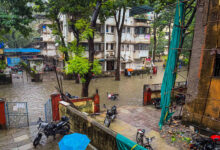 A split scene showing heavy mons Mumbai Rains and Water Cuts: Will Low Lake Levels Affect Supply